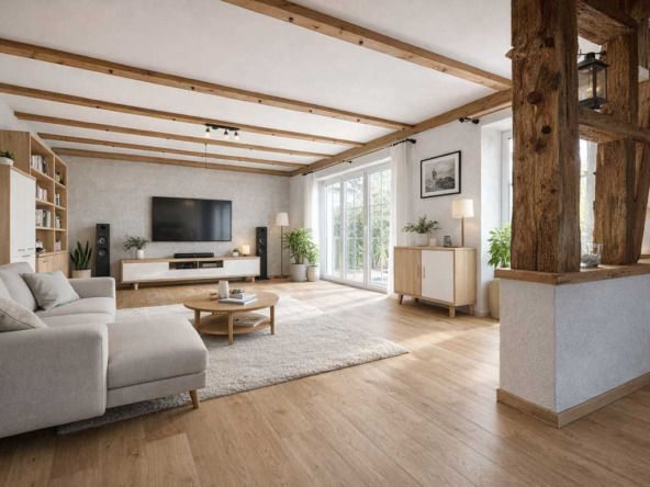 Visualisierung Einfamilienhaus Kaufering Wohnzimmer