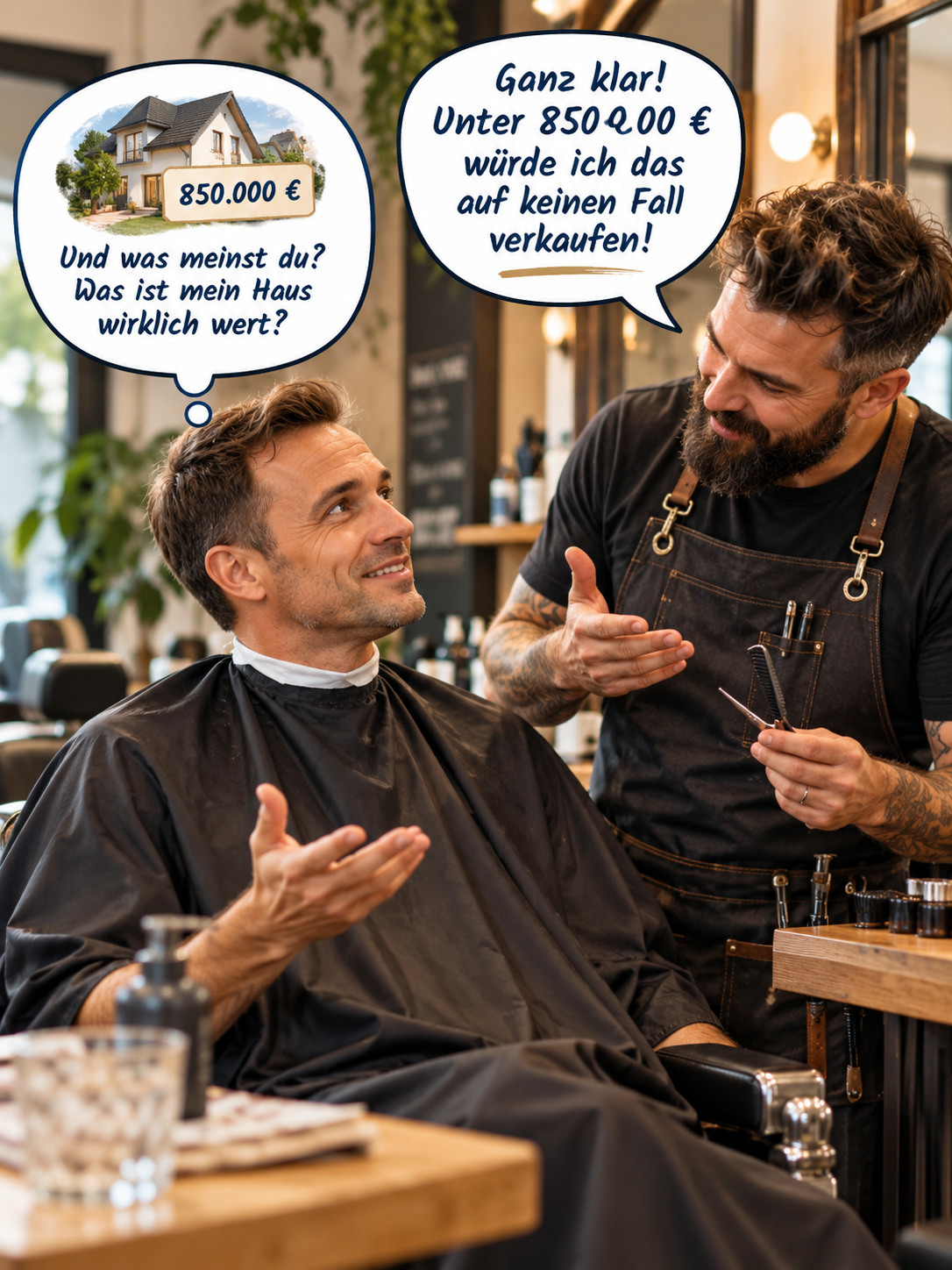 Barbershop Gespräch über Hauspreise